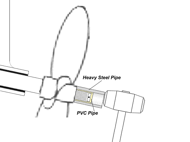 Using a short piece of steel pipe to drive the prop onto the taper